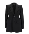 Balenciaga Structured Wool Blazer Jacket With Padded Shoulders In Black