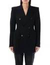 Balenciaga Hourglass Wool Blazer In Black