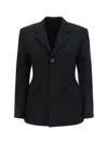 Balenciaga Hourglass Black Single-breasted Jacket With Notched Revers In Wool Woman In Black