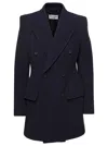 BALENCIAGA BALENCIAGA HOURGLASS BLUE DOUBLE-BREASTED JACKET WITH PEAKED REVERS IN BRUSHED WOOL WOMAN