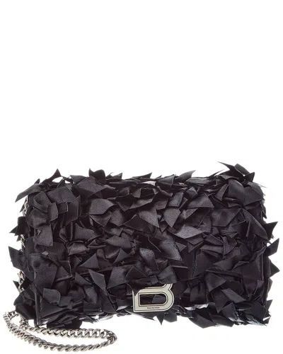 Balenciaga Hourglass Bow Satin Wallet On Chain In Black