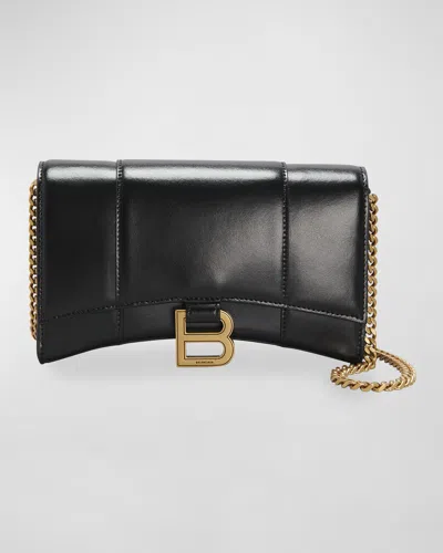 Balenciaga Hourglass Box Wallet On Chain In 1000 Black