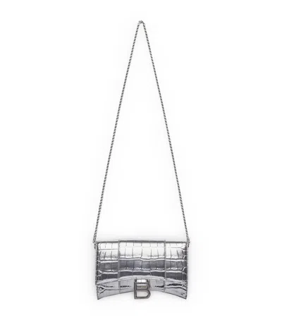 Balenciaga Hourglass Chain Wallet In Gray