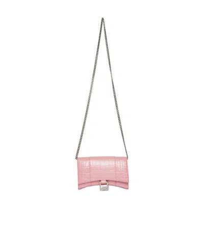 Balenciaga Hourglass Chained Wallet In Pink