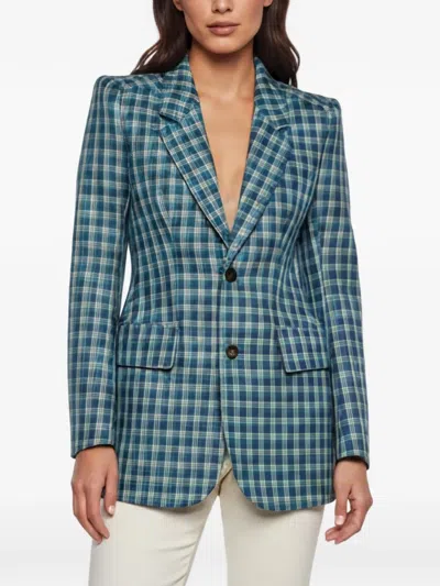 Pre-owned Balenciaga Hourglass Check Blazer In Blue