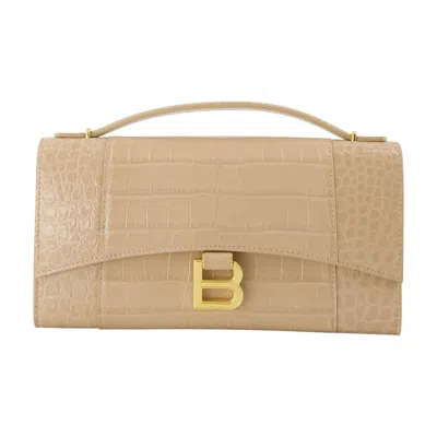 Balenciaga Hourglass Clutch In Sand
