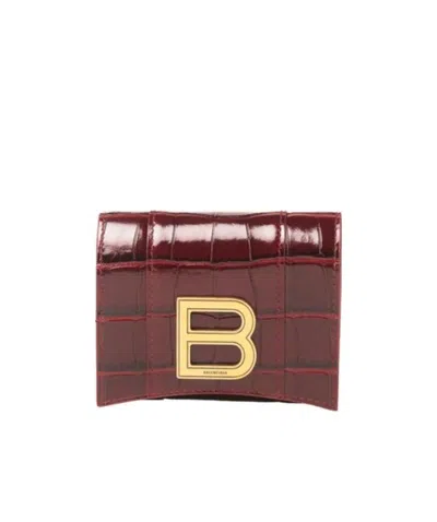 Balenciaga Hourglass Compact Wallet In Red
