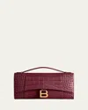 Balenciaga Hourglass Croc-embossed Leather Top-handle Bag