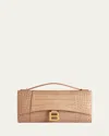 Balenciaga Hourglass Croc-embossed Leather Top-handle Bag