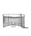 Balenciaga Hourglass Embossed Leather Chain Wallet In Silver