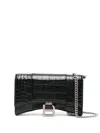 Balenciaga Hourglass Crocodile-effect Leather Crossbody Bag In Black