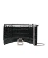 Balenciaga Hourglass Crocodile-effect Leather Crossbody Bag In Black
