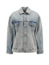 Balenciaga Light Blue Denim Hourglass Jacket In Blue