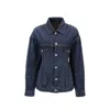 Balenciaga Denim Jacket With Adjustable Waist And Multiple Pockets In Blue
