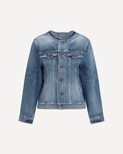 Balenciaga Hourglass Denim Jacket In Blue