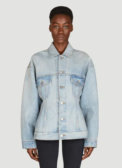 Balenciaga Hourglass Denim Jacket In Blue