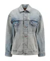 Balenciaga Hourglass-shaped Denim Jacket In Blue