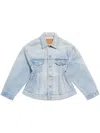 Balenciaga Hourglass Denim Jacket In Clear Blue