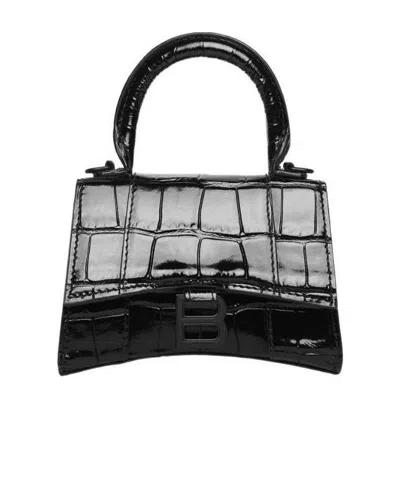 Balenciaga Hourglass Embossed Mini Bag In Black