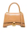 Balenciaga Hourglass Embossed Small Handbag In Brown