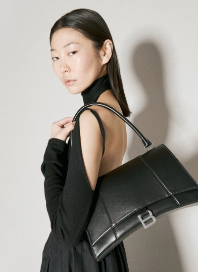 Balenciaga Hourglass Hinge Medium Shoulder Bag In Black