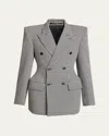 Balenciaga Hourglass Houndstooth Wool Jacket In Multi