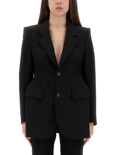 Balenciaga Hourglass Blazer In Wool Twill In Black