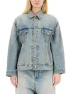 Balenciaga Light Blue Vintage-effect Denim Jacket Women In Blue
