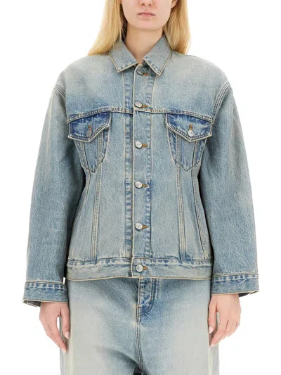 Balenciaga Hourglass Jacket In Japanese Cotton Denim In Blue