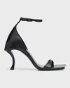 Balenciaga Squared Toe Huorg Leather Sandals 11cm In Black