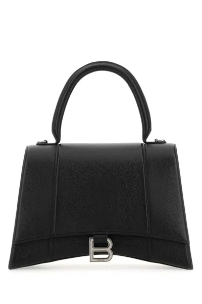Balenciaga Hourglass Leather Handbag In Black