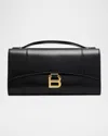 Balenciaga Hourglass Leather Pochette On Chain In Black