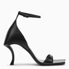 Balenciaga Squared Toe Huorg Leather Sandals 11cm In Black