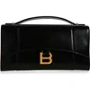 Balenciaga Hourglass Leather Top Handle Clutch