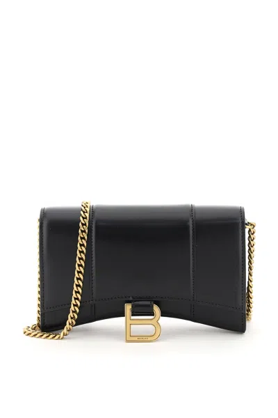 Balenciaga Hourglass Leather Wallet On-chain In Black