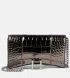 Balenciaga Hourglass Leather Wallet On Chain In Metallic