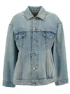 Balenciaga Light Blue Denim Hourglass Jacket In Multicolor