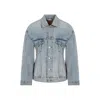 Balenciaga Hourglass-shaped Denim Jacket In Blue