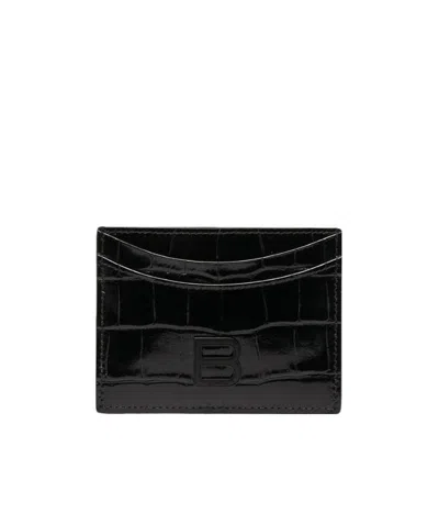 Balenciaga Hourglass Logo-plaque Cardholder In Black