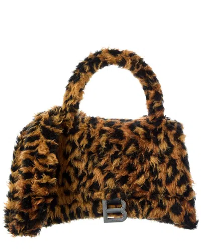 Balenciaga Hourglass Mini Clutch In Animal Print