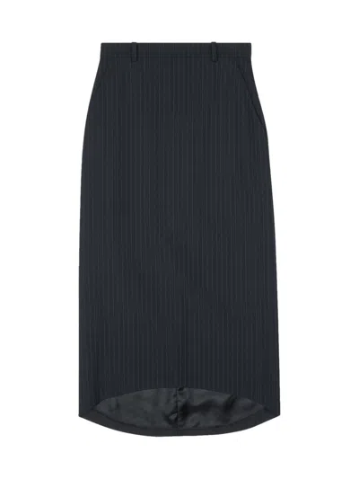 Balenciaga Black Hourglass Pinstripe Pencil Skirt
