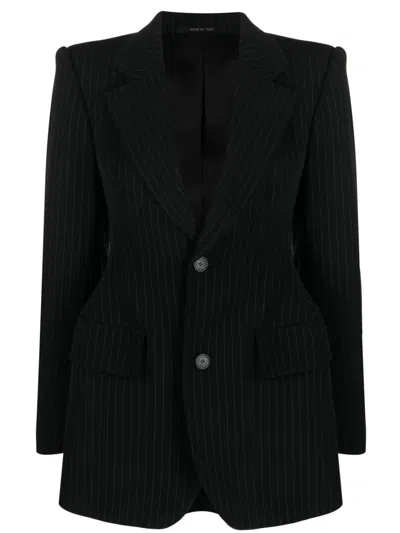Balenciaga Hourglass Pinstripe Blazer Jacket In Black,white
