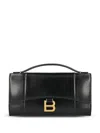 Balenciaga Hourglass Croc-effect Patent-leather Shoulder Bag In Black
