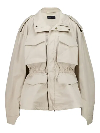 Balenciaga Hourglass Pocket Parka In Neutral