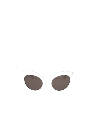 Balenciaga Hourglass Round Sunglasses In White