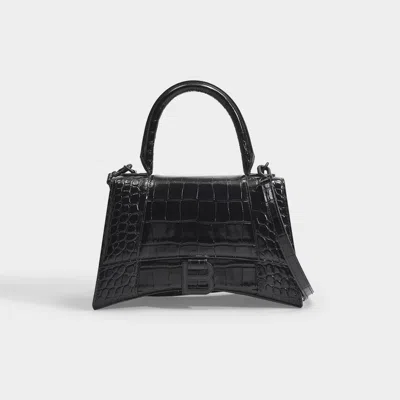 BALENCIAGA HOURGLASS S BAG - BALENCIAGA -  BLACK - LEATHER