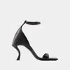 Balenciaga Squared Toe Huorg Leather Sandals 11cm In Black