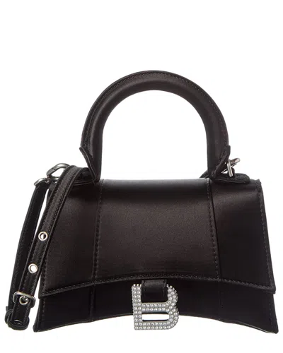 Balenciaga Hourglass Satin Shoulder Bag In Black
