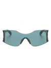 Balenciaga Hourglass Shield-frame Sunglasses In 绿色