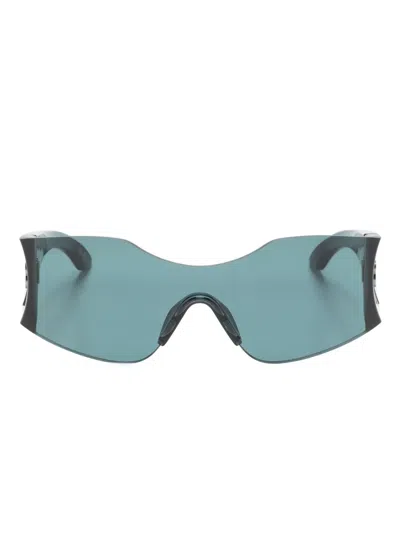 Balenciaga Hourglass Shield-frame Sunglasses In 绿色